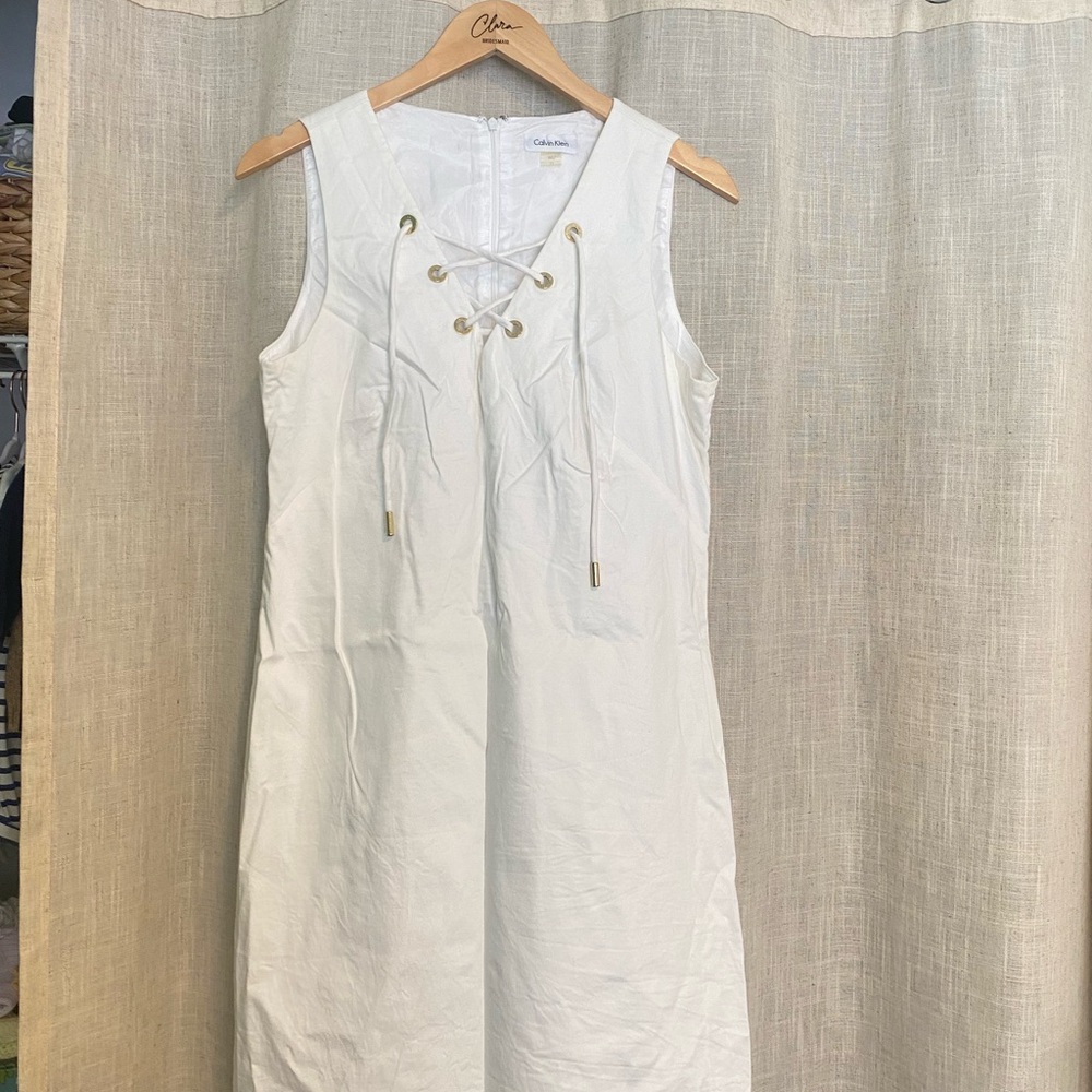 Calvin Klein Ivory Lace-Up Dress